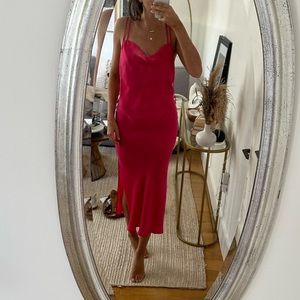 Pink Silk Midi Dress